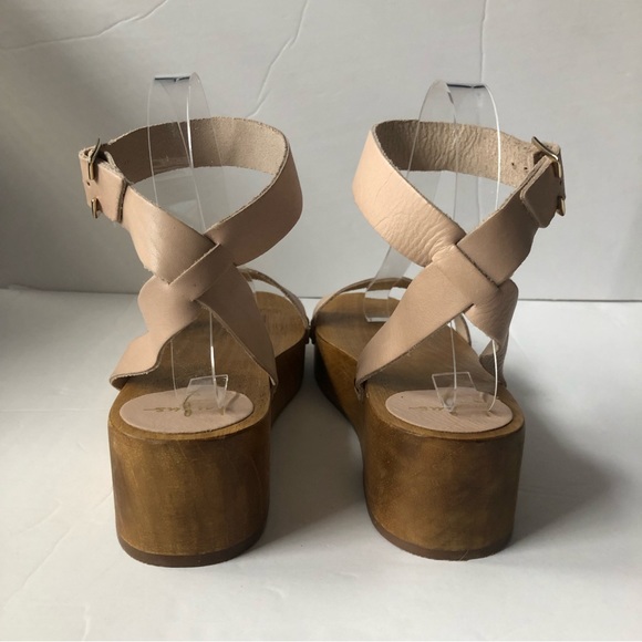 Lulus Nude Leather and Wooden Platform Sandals - Picture 6 of 10